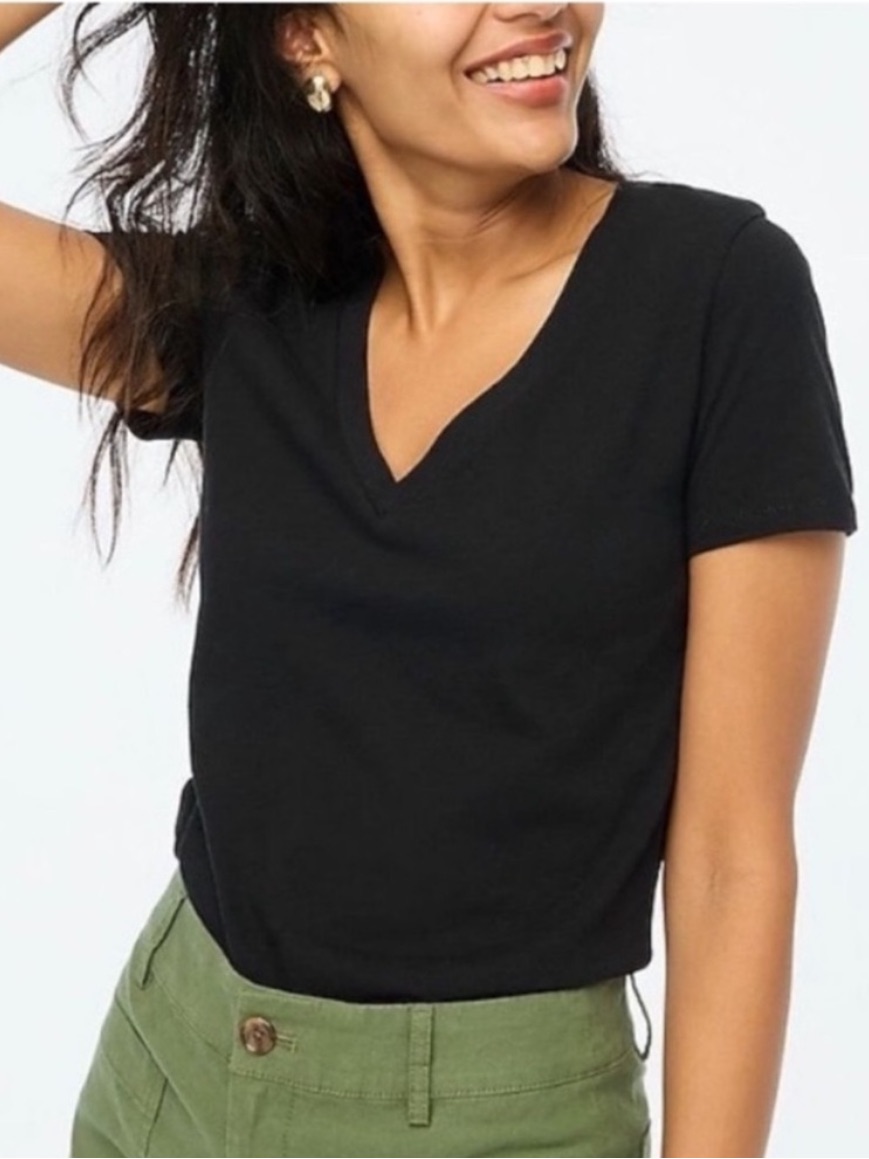 J Crew Top 2x Slub Cotton Tee Black